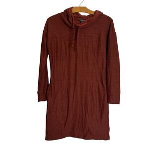 Toad&Co Intermosso Hooded Dress Long Sleeve Sweatshirt Dress Red Orange Size M